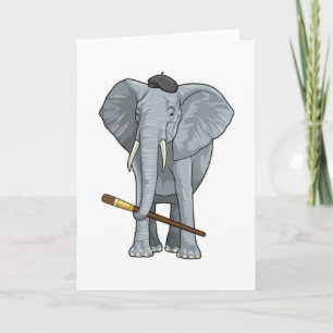 Carte Eléphant comme peintre avec pinceau