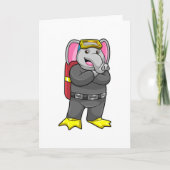 Carte Elephant comme plongeur avec lunettes de plongée (Devant)