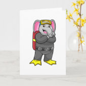 Carte Elephant comme plongeur avec lunettes de plongée (Fleur jaune)