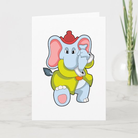 Carte Éléphant comme pompier avec trompe (Devant)