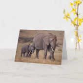 Carte Éléphant d'Afrique avec bébé (Fleur jaune)