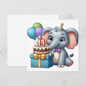 Carte Éléphant d'anniversaire 14 ans (Devant / Derrière)