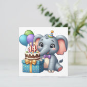 Carte Éléphant d'anniversaire 14 ans (Debout devant)
