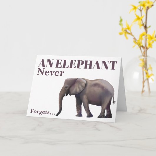 Carte Éléphant d'anniversaire tardif  (Fleur jaune)