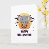 Carte Éléphant Dans Une Citrouille Éléphant Mignon Joyeu (Fleur jaune)