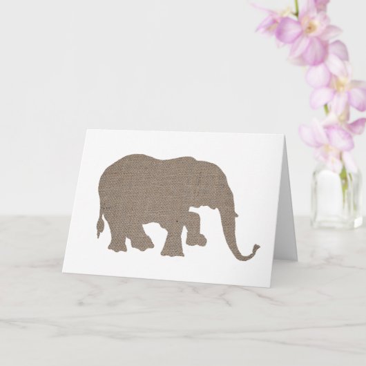 Carte Éléphant de Burlap (Orchidée)