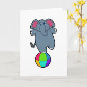 Carte Éléphant de cirque avec balle de cirque (Fleur jaune)