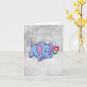 Carte Éléphant de dessin animé mignon (Fleur jaune)