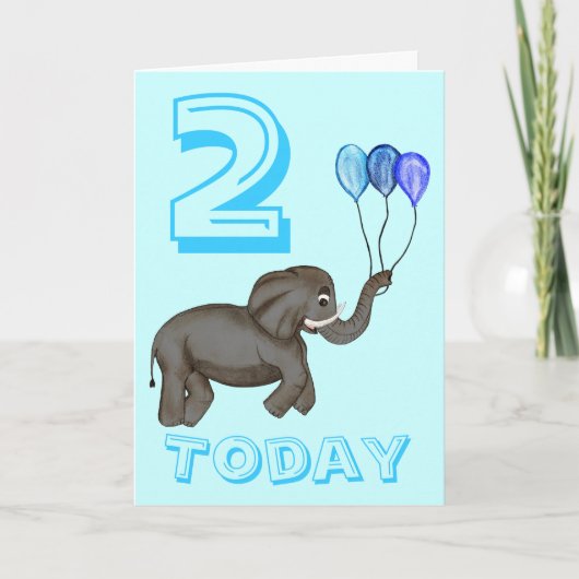 Carte Elephant de fête (bleu) (Devant)