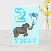 Carte Elephant de fête (bleu) (Fleur jaune)