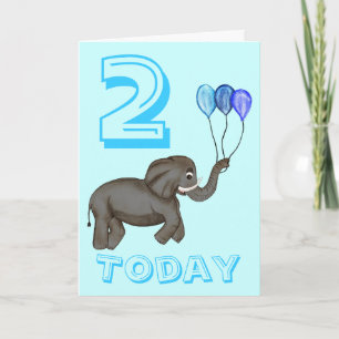 Carte Elephant de fête (bleu)