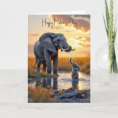 Carte Éléphant de la fête des mères avec bébé (Devant)