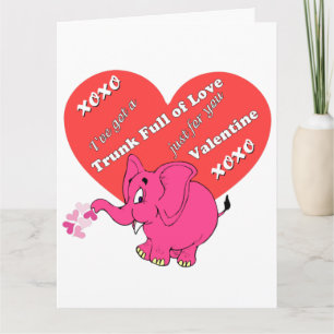 Carte Éléphant de la Saint-Valentin a une trompe pleine 