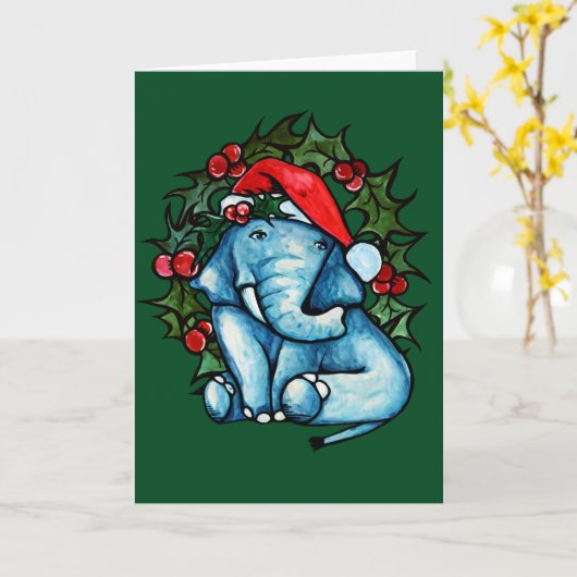 Carte Éléphant de Noël (Fleur jaune)