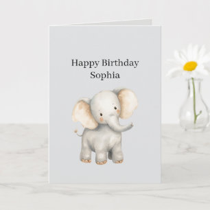 Carte Éléphant de safari gris Anniversaire