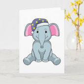 Carte Éléphant dormant avec un bonnet de nuit (Fleur jaune)