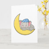 Carte Éléphant dormant avec un masque de sommeil (Fleur jaune)