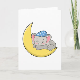 Carte Éléphant dormant avec un masque de sommeil