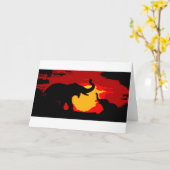 Carte Éléphant, éléphant de bébé et coucher du soleil (Fleur jaune)