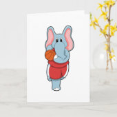 Carte Éléphant en joueur de basketball avec ballon de ba (Fleur jaune)