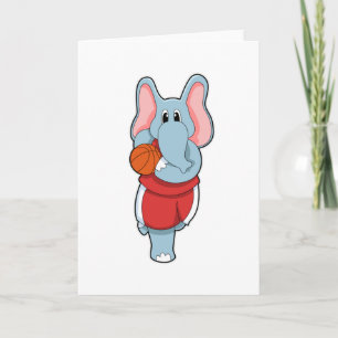 Carte Éléphant en joueur de basketball avec ballon de ba