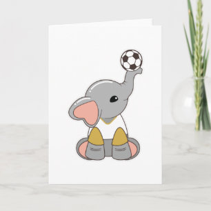 Carte Éléphant en joueur de football avec ballon de foot