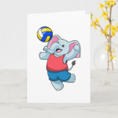 Carte Éléphant en joueur de volley avec ballon de volley (Fleur jaune)