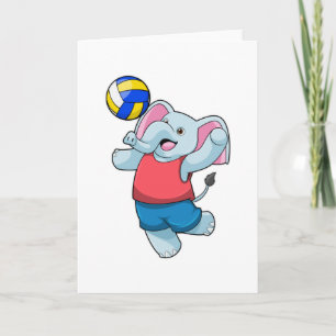 Carte Éléphant en joueur de volley-ball avec ballon de v