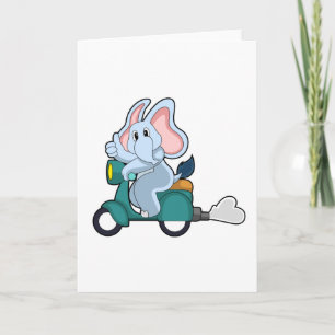Carte Éléphant en motard avec scooter