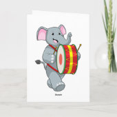 Carte Éléphant en musicien avec tambour (Dos)