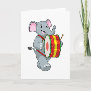 Carte Éléphant en musicien avec tambour