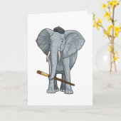 Carte Éléphant en peintre avec pinceau (Fleur jaune)