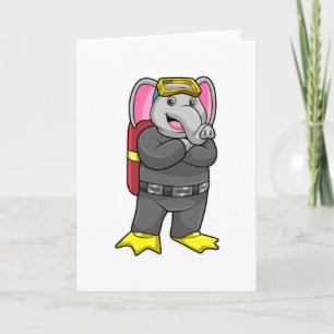 Carte Éléphant en plongeur avec lunettes de plongée
