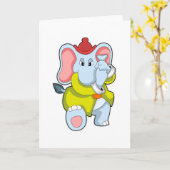 Carte Éléphant en tant que pompier avec trompe (Fleur jaune)