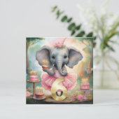 Carte Eléphant en tutu rose Joyeux 6e anniversaire (Debout devant)