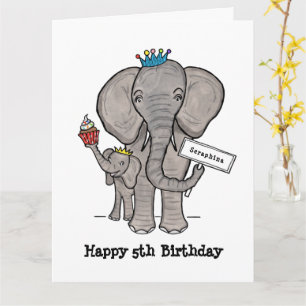 Carte Éléphant et bébé personnalisés