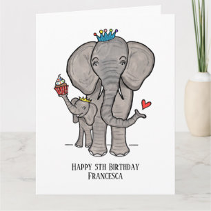 Carte Éléphant et bébé personnalisés