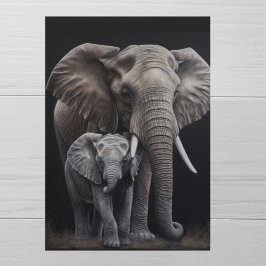 Carte Éléphant et bébé pour la fête des mères 