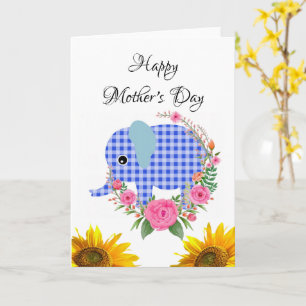 Carte Elephant Happy Mother's Day Folded Greeting Card