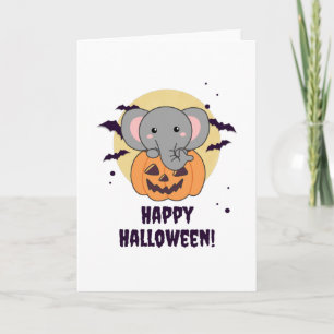 Carte Elephant In Pumkin Cute Elephant Happy Halloween