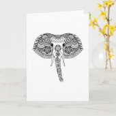 Carte Eléphant indien inspiré par Zentangle (Fleur jaune)