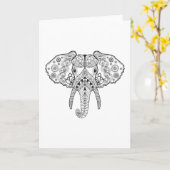 Carte Eléphant inspiré Zentangle (Fleur jaune)