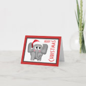 Carte Eléphant "Joyeux Noël" de Santa Hat (Devant)