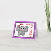 Carte Eléphant "Joyeux Noël" de Santa Hat (Devant)