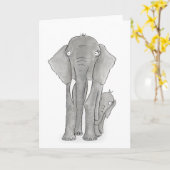 Carte éléphant mère et bébé (Fleur jaune)