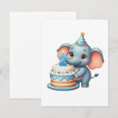 Carte Éléphant Mignon 2ème Anniversaire (Devant / Derrière)