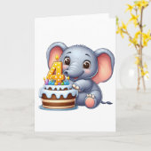 Carte Éléphant Mignon 4ème Anniversaire (Fleur jaune)