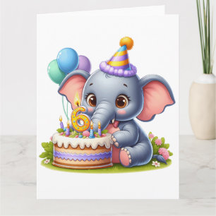 Carte Éléphant Mignon 6ème Anniversaire