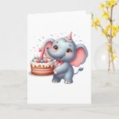 Carte Éléphant Mignon 7ème Anniversaire (Fleur jaune)