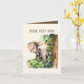 Carte Eléphant mignon ajouter du texte n'importe quel bu (Fleur jaune)